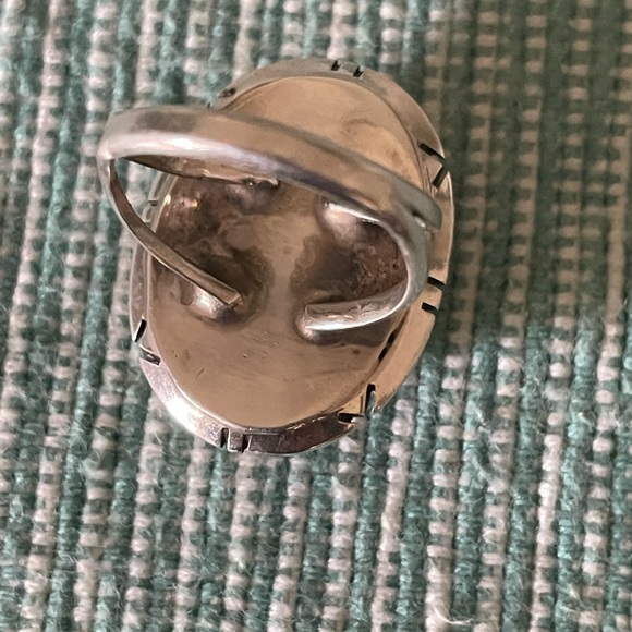 Native American High Grade Mountain Turquoise Ring Signed Sz6 almost 9g - Picture 14 of 15